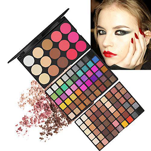 PhantomSky Professional 123 Colors Eyeshadow Palette(108 Eyeshadow + 9 Pressed Powder + 6 Blush), Matte and Shimmer Highly Pigmented Eye Shadows Nudes Warm Natural Neutral Cosmetic Makeup Powder