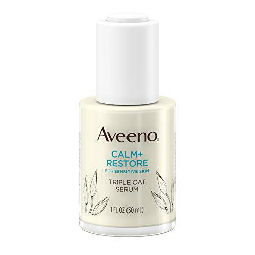 Aveeno Calm + Restore Triple Oat Hydrating Face Serum for Sensitive Skin, Gentle and Lightweight Facial Serum to Smooth and Fortify Skin, Hypoallergenic, Fragrance- and Paraben-Free, 1 fl. Oz