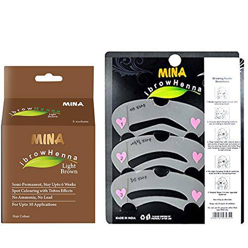 MINA ibrow Professional Hair Color Kit Regular Pack Medium Brown with Stencil