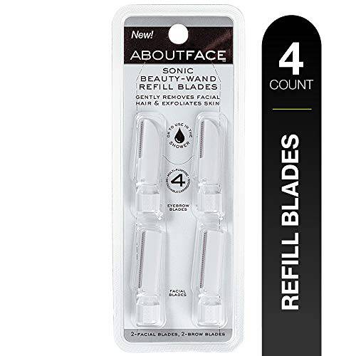 About Face Sonic Beauty-Wand Refill Blades for Exfoliating, 4 Pack â€“ Includes 2 Facial Blades & 2 Brow Blades