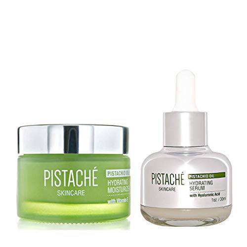 Pistaché Skincare Pistachio Oil Dewy Face Beauty Duo Set + Hyaluronic Acid Face Serum & Face Moisturizer + Hydrates and Nourishes + Vitamin E + Antioxidant