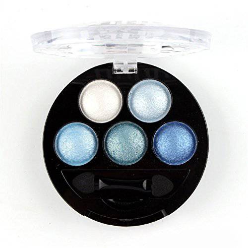 Mallofusa Portable 5 Colors Eye Shadow Palette Trendy Eyeshadow Powder Glitter Makeup Metallic Shimmer Charming Highlight Look (Ice Age) 4.7oz
