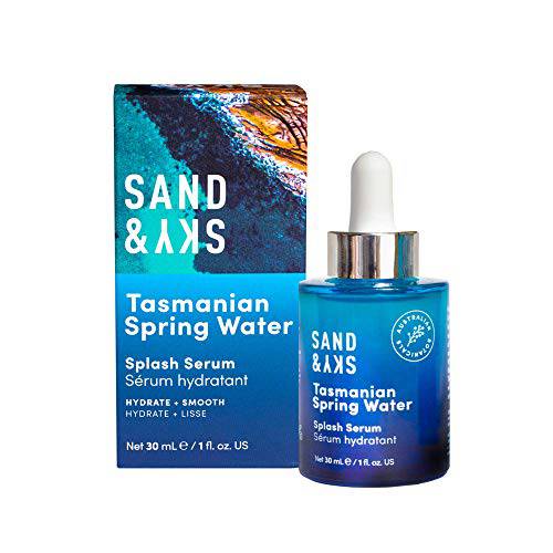 Sand & Sky Tasmanian Spring Water Splash Serum. Hyaluronic Acid for soft and plump skin.