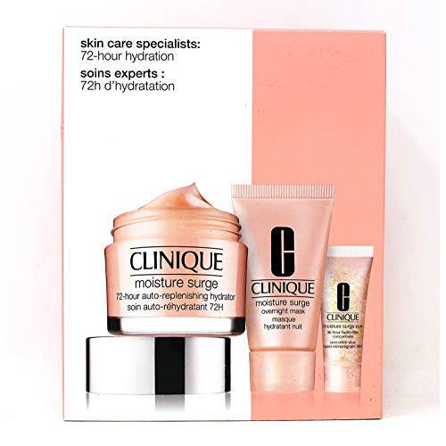 Clinique Moisture Surge Ready Set Glow 3 Piece Gift Set (1.7 Ounce Moisture Surge Intense Skin Fortifying Hydrator + 1 Ounce Mask + 0.17 Ounce Eye Cream),Multi-color