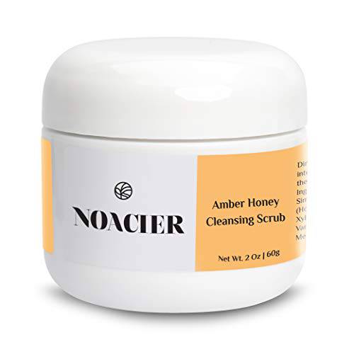 Natural Honey Amber Exfoliating Face Scrub, Moisturizing Exfoliant Cleanser, Gentle Facial Exfoliator, Anti-Aging Dead Skin Remover, 2oz/60g Noacier