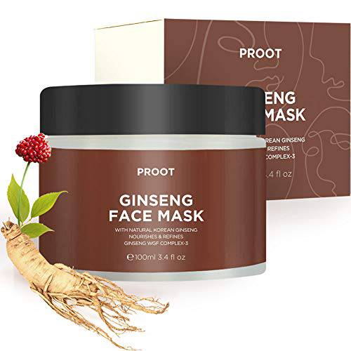 PROOT Ginseng Face Mask | 52.9% Korean Red Ginseng Extract | Anti-Aging Formula for Wrinkles, Fine-Lines, Firmness and Elasticity | Korean Skin Care, Vegan, Cruelty-free | 3.4 fl. oz.