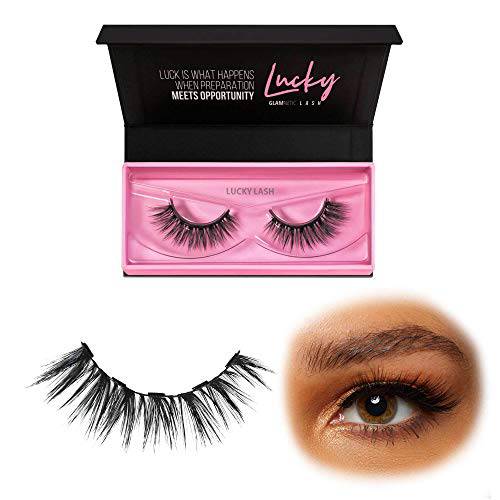 Glamnetic Magnetic Eyelashes - Lucky | Short Magnetic Lashes, 60 Wears Reusable High Volume Faux Mink Lashes, Cat Eye Flared - 1 Pair