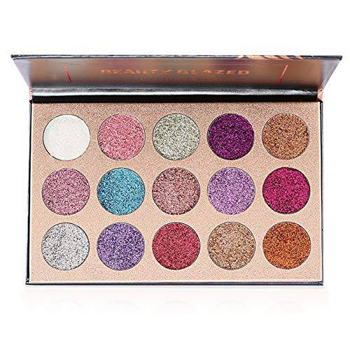 Beauty Searcher 15 Colors Eyeshadow, Glitters Shimmer Pigment Pressed Makeup Palette Eyes Cosmetic