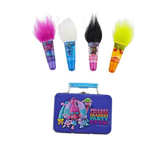 UPD Trolls 4Pk Lip Tubes with Mini Tin on Blister Card, Multicolor, Medium