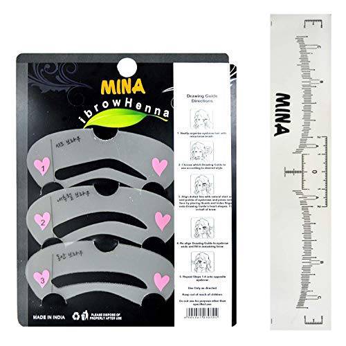 MINA ibrow ruler for micro blading, hair stencil reusable Grooming Kit Combo Pack