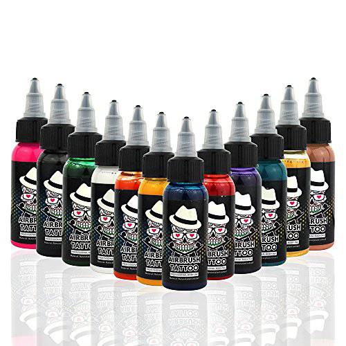 OPHIR 12x30ML/Bottle Airbrush Body Art Inks Pigment for Airbrushing Temporary Tattoo Airbrush Body Tattoo Colors