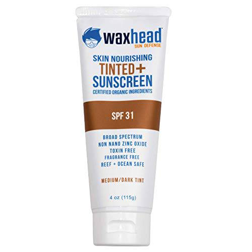 Waxhead Tinted Sunscreen with Zinc Oxide (Sheer Medium Tint) - Tinted Mineral Sunscreen, BB Cream Tinted Moisturizer with SPF 31, Bloqueador Solar Facial (4oz)