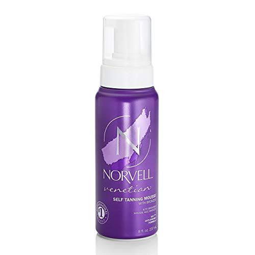 Norvell Venetian Sunless Self-Tanning Mousse with Bronzer - Instant Self Tanner - Natural Looking - Anti-Orange - Fake Tan for Bronzing Glow, 8 fl.oz.
