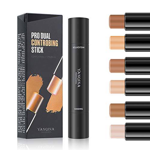 MEICOLY Cream Contour Stick Trio,Bronzer Highlighter Stick,2 in 1 Double Head Facial Repair Concealer Stick,3D Body Makeup Shading Trimming Stick,Smooth Gliding Face Illuminator Makeup,6 Colors