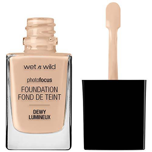 Wet n Wild Photo Focus Dewy Liquid Foundation Makeup, Shell Ivory (’Packaging may vary)