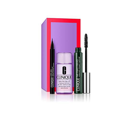 Clinique High Impack 3-pieces Set (1.0 Ounce Makeup Remover +0.28 Ounce Mascara +0.34 Ounce Eye Lining Pen), Multi color,unscented (0192333052051)