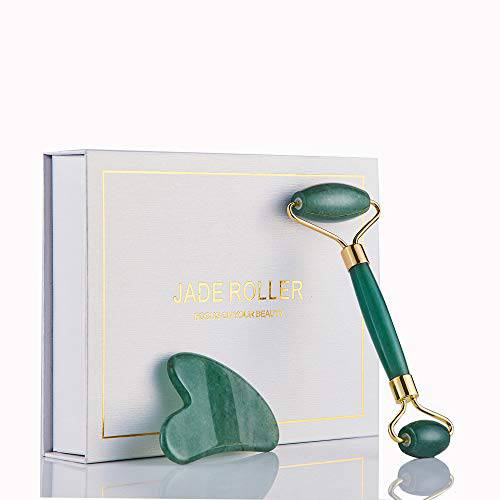 Women’s Beauty Tools Jade Roller Two Piece Set Natural Jade For Face - Reduce Wrinkles and Age Puffy Eyes, Firms Skin