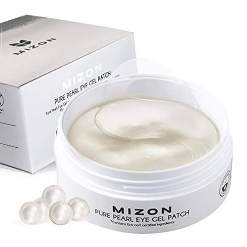 MIZON Pearl Eye Gel Patch Masks, Eye Treatment Mask Reduces Wrinkles and Puffiness, Dark Circles treatment, Hydrogel Eye Patches (Pure Pearl)