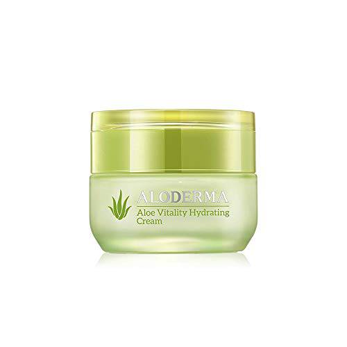 Aloderma Hydrating Cream made with 70% Organic Aloe Vera within 12 Hours of Harvest, Deep Hydration and Skin Loving Botanical Nutrients, All Day Hydration to Lock in Moisture 1.7oz (50g)