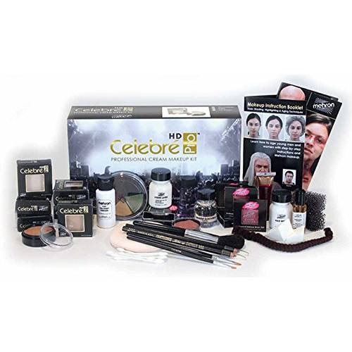 Mehron Celebré Professional HD Cream Makeup Kit |Complete Makeup Artist Beauty Set for Theatre, Stage, Movies, Special Effects, Videos, Photography|Skin, Eyes & Hair Contouring (TV/Video)