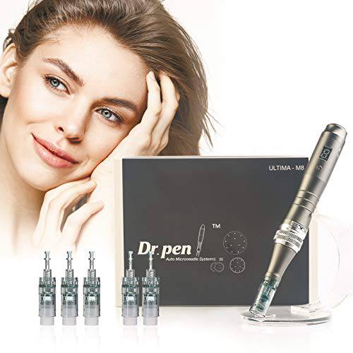Dr. Pen Ultima M8 - Authentic Multi-function Electric Wireless Skin Pen - Skin Care Kit for Face and Body - 16pins (0.25mm) x2 + 36pins (0.25mm) x3 Cartridges
