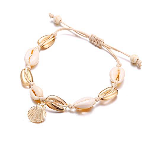 Zehope Boho Shell Anklets Gold Cowrie Ankle Bracelets Summer Beach Seashell Foot Jewelry Adjustable for Women and Girls