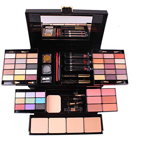 FantasyDay 54 Colors All in one Makeup Gift Set Holiday Birthday Beauty Cosmetic Essential Starter Bundle Include 39 Eyeshadow Palette, 6 Blush, 6 Sponge Stick, 4 Compact Powder, 3 Lipstick, Eyeliner