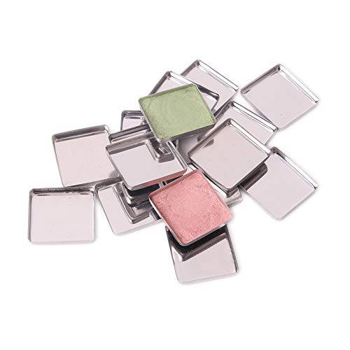 30 Pack Empty Metal Tin Make Up Pans for Magnetic Makeup Palette Square-shape 26.5x26.5mm Cosmetic Foundation Blush Eye Shadow Organizer Pan