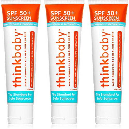 Thinkbaby Safe Sunscreen SPF 50, 3oz (Pack of 3)