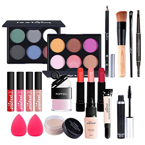 Joyeee All-in-One Makeup Gift Set Travel Makeup Kit Complete Starter Makeup Bundle Lipgloss Lipstick Concealer Blushes Powder Eyeshadow Palette Cosmetic Palette for Teen Girls & Adults 10