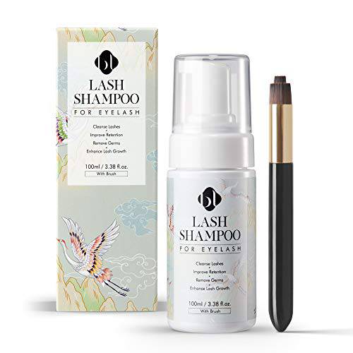 BL Lash Shampoo 100ml bottle + Lash Cleansing Brush for Eyelash Extensions | Easy to use | Gentle wash for eye makeup remover, citrus Lash Foam bath for eyelashes