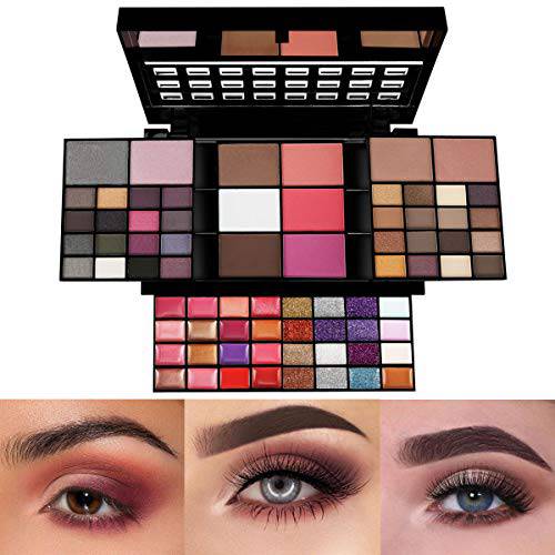 Makeup Kit for Women Full Kit including 36 Eyeshadow Makeup,16 Lip Gloss,12 Glitter Cream, 4 Concealer, 3 Blusher,1 Bronzer, 2 Highlight and Contour - All in One Makeup Kit 74 Colors