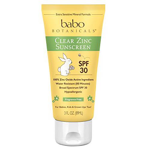Babo Botanicals SPF 30 Clear Zinc Lotion, Fragrance Free, 3 Ounce