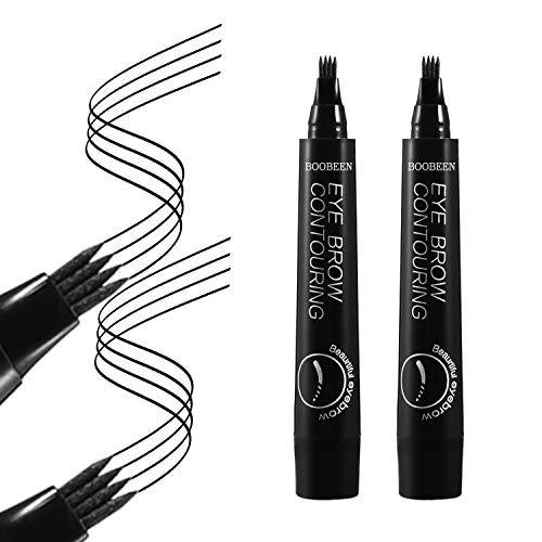 Boobeen 2Pcs Microblading Eyebrow Pencil - Waterproof Eyebrow Tattoo Pen with a Micro-Fork Tip Applicator - Creates Natural Looking Brows Effortlessly
