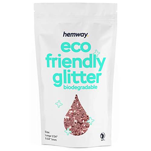 Hemway Eco Friendly Biodegradable Glitter 100g / 3.5oz Bio Cosmetic Safe Sparkle Vegan for Face, Eyeshadow, Body, Hair, Nail and Festival Makeup, Craft - 1/24 0.04 1mm - Rose Gold