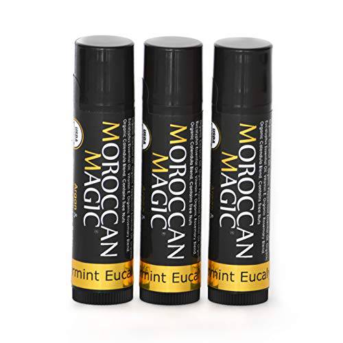 Moroccan Magic Organic Coconut Almond Lip Balm 3 Pack | Made with Natural Cold Pressed Argan and Essential Oils | High Quality Lip Balm | Smooth Application | Non-Toxic, Cruelty Free