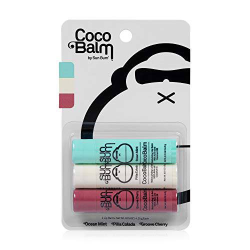 Sun Bum Cocobalm Lip Balm Variety Pack | Hydrating with Aloe | Hypoallergenic, Paraben Free, Silicone Free | 0.15oz Stick | 3 Flavor Variety Pack