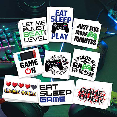 Video Gamer Temporary Tattoos | Pack of 27 | MADE IN THE USA | Skin Safe | Party Supplies & Favors | Removable