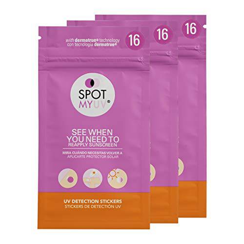 SPOTMYUV 48-Pack UV Stickers for Sunscreen with Patented Dermatrue SPF Sensing Technology