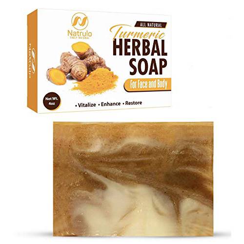 Turmeric Soap Bar Face Wash & Body Cleanser for Acne & Dark Spots – Hydrating Skin Brightening Daily Cleansing Bar Soap for Face & Body – Made in USA Pure Non Drying Skin Brightener Treatment, 4oz