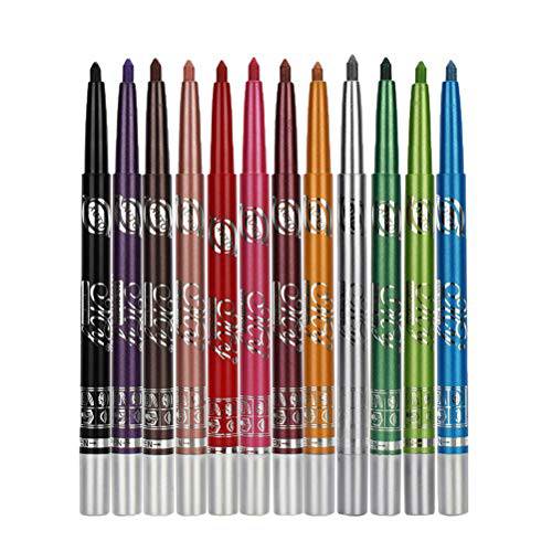 Eyeliner Pencils - 12 Colors Retractable Eye Makeup Liners for Women, Easy Apply Colored Eyebrow Pencil Waterproof Soft Crayon Eye Shadow Set by “wonder X”