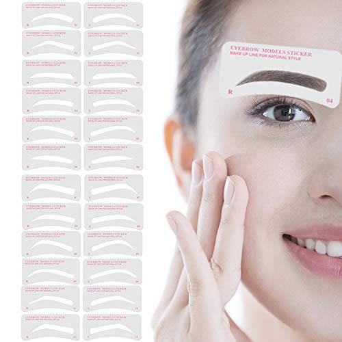Eyebrow Stencil,Eyebrow Shaper Kit 24 Styles 3 Minutes Makeup Tools For Eyebrows Extremely Elaborate Reusable Eyebrow Template Eyebrow Gel Eyebrow Tint Dye Stencils for A Range Of Face Shapes