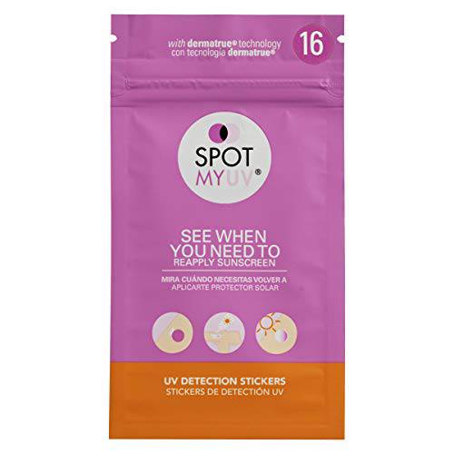 SPOTMYUV 16-Count UV Stickers for Sunscreen with Patented Dermatrue SPF Sensing Technology