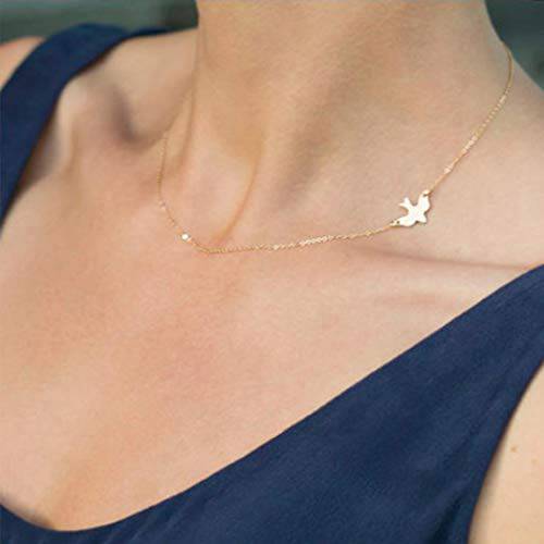 Chicque Simple Bird Necklace Short Dove Necklace Chain Pendant Necklaces Jewelry for Women and Girls (Gold)