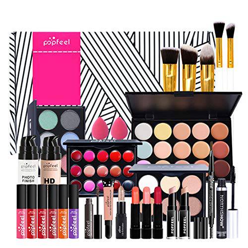 FantasyDay All-in-one Holiday Makeup Gift Set | Makeup Kit for Women Full Kit Cosmetic Essential Starter Bundle Include Eyeshadow Palette Lipstick Blush Foundation Concealer Face Powder Lipgloss Brush