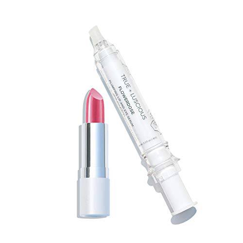 True + Luscious Super Moisture Lipstick Shade: Daisy Pink & Flowerdose Lip & Eye Serum.