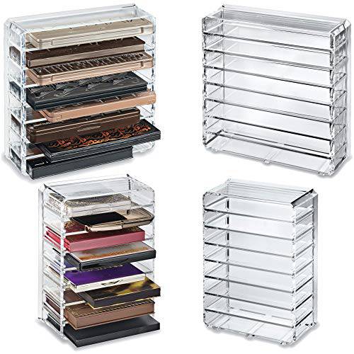 byAlegory Set Of (2) - (1 Small) & (1 Medium) Acrylic Palette Makeup Organizers w/Removable Dividers Designed To Stand & Lay Flat 8 Spaces Fits Standard To Medium Size Eyeshadow Palettes - Clear