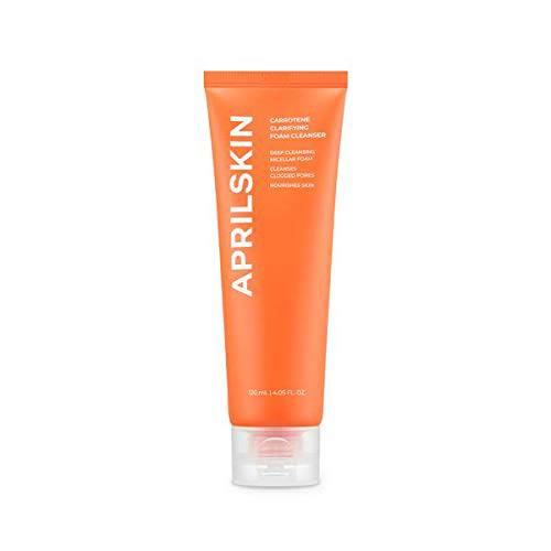 Aprilskin Carrotene Clarifying Foam Cleanser | Vegan, Cruelty Free | Oily, Sensitive, Acne-Prone Skin | Deep cleansing with BHAs & Sebum controlling | 120ml | No sulfates and Artificial Fragrance