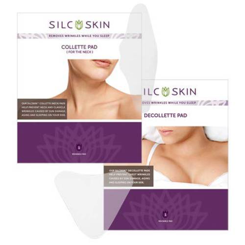 Silc Skin Complete Chest & Neck Care, Helps with Chest Neck Collarbone Wrinkles from Sun Aging Side Sleeping, Reusable Self Adhesive Medical Grade Silicone, 1 ea Decollette & Collette Pad
