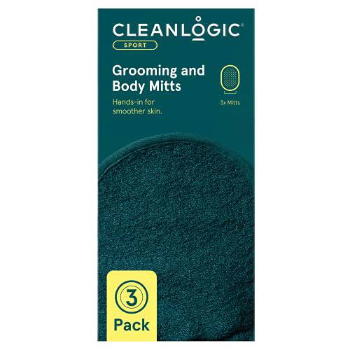 Cleanlogic Sport Exfoliating Face & Body Grooming Mitt, Assorted Colors, 3 Count